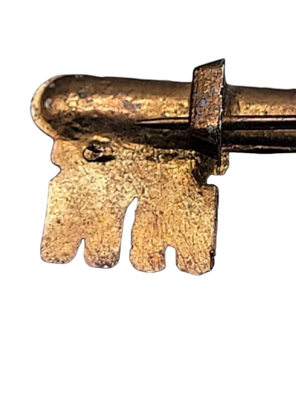Antique Brass Skeleton Key Brooch Victorian C Clasp Unmarked Gold Tone - Picture 9 of 11